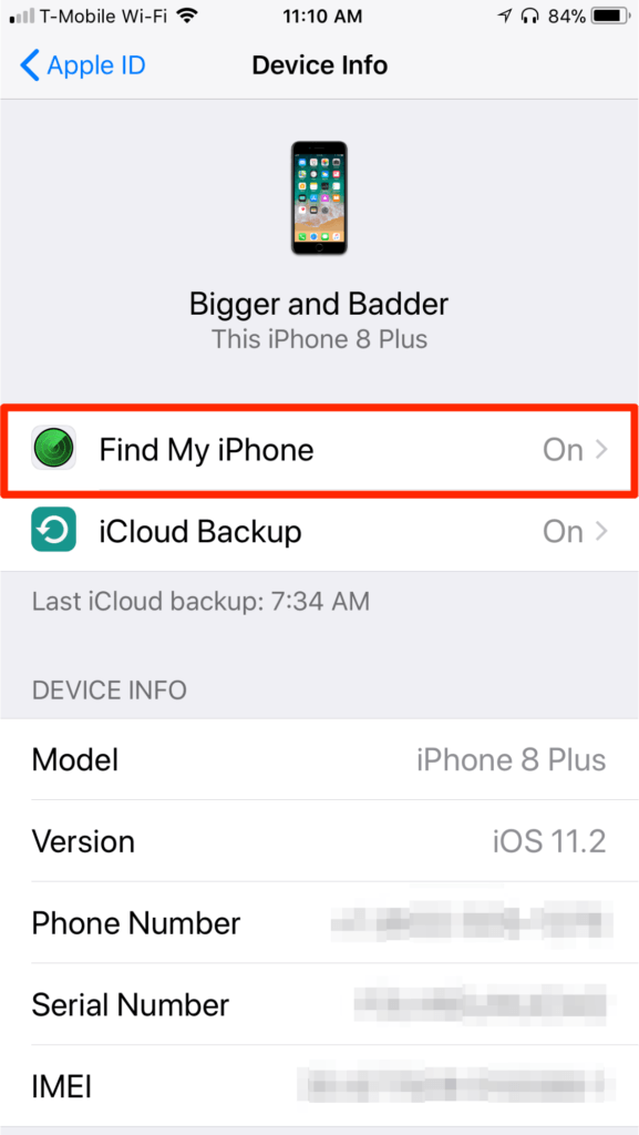 Maklumat iOS iOS Device 11 Cari iPhone Saya