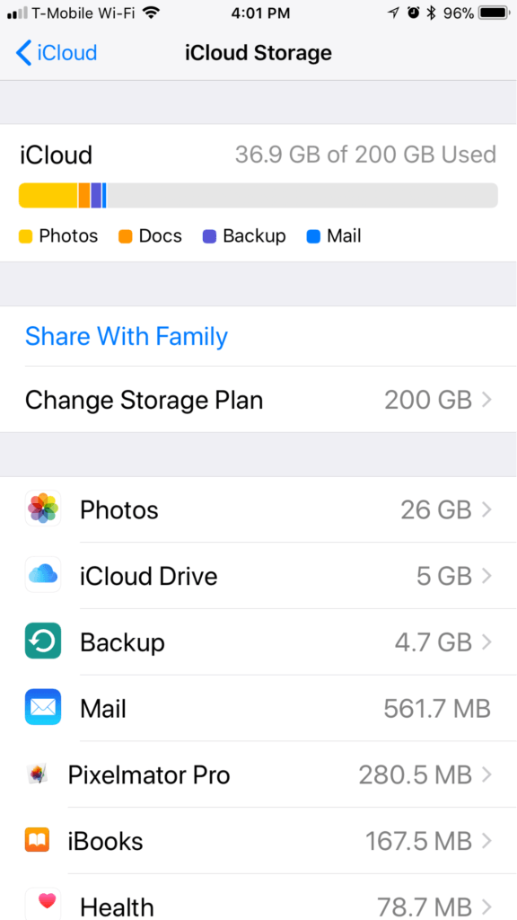 iPhone iOS iCloud Storage