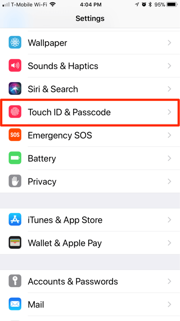 iPhone iOS Touch ID un piekļuves kods