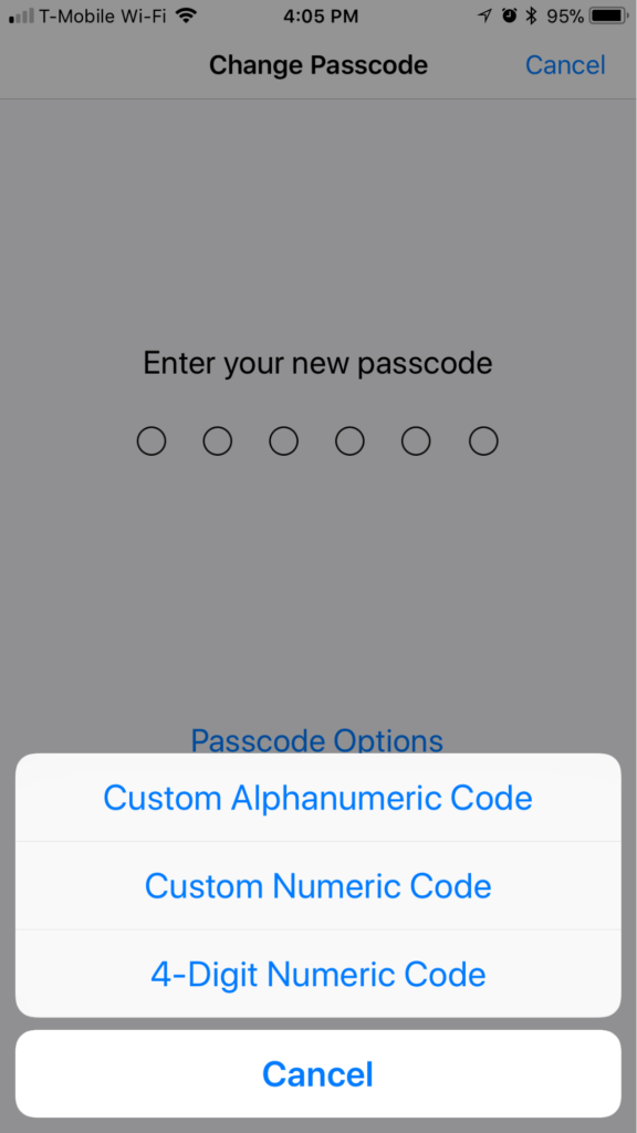 iPhone iOS إعداد رمز المرور الجديد