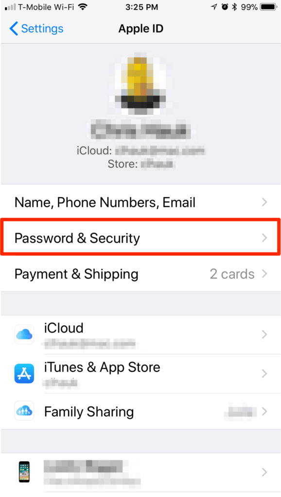 Postavke za iPhone iOS 11 Lozinka i sigurnost