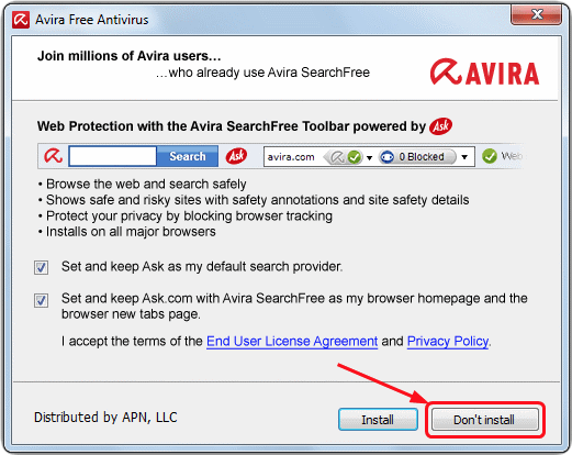 Avira Antivirusインストールの高度な手順
