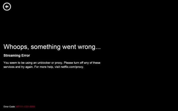 Błąd serwera proxy Netflix