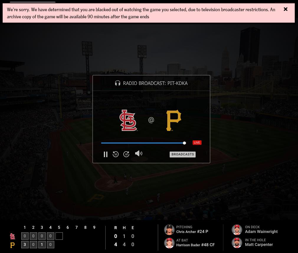MLBがゲームのスクリーンショットをブラックアウトした