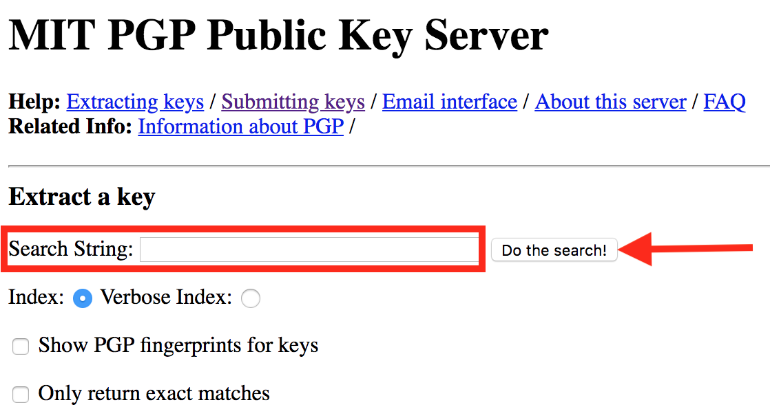 سرور کلید عمومی MIT PGP