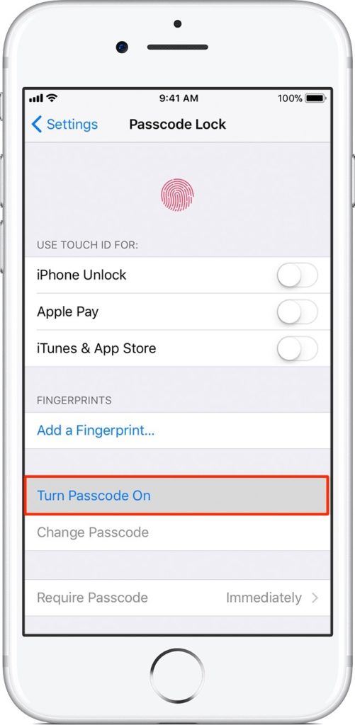 iOS Activar código de acceso