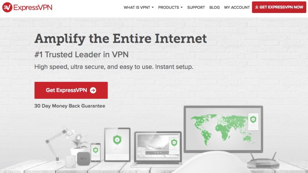 Az ExpressVPN honlapjának képernyőképe