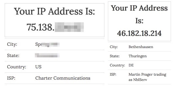 Jūsu IP adreses ekrānuzņēmums