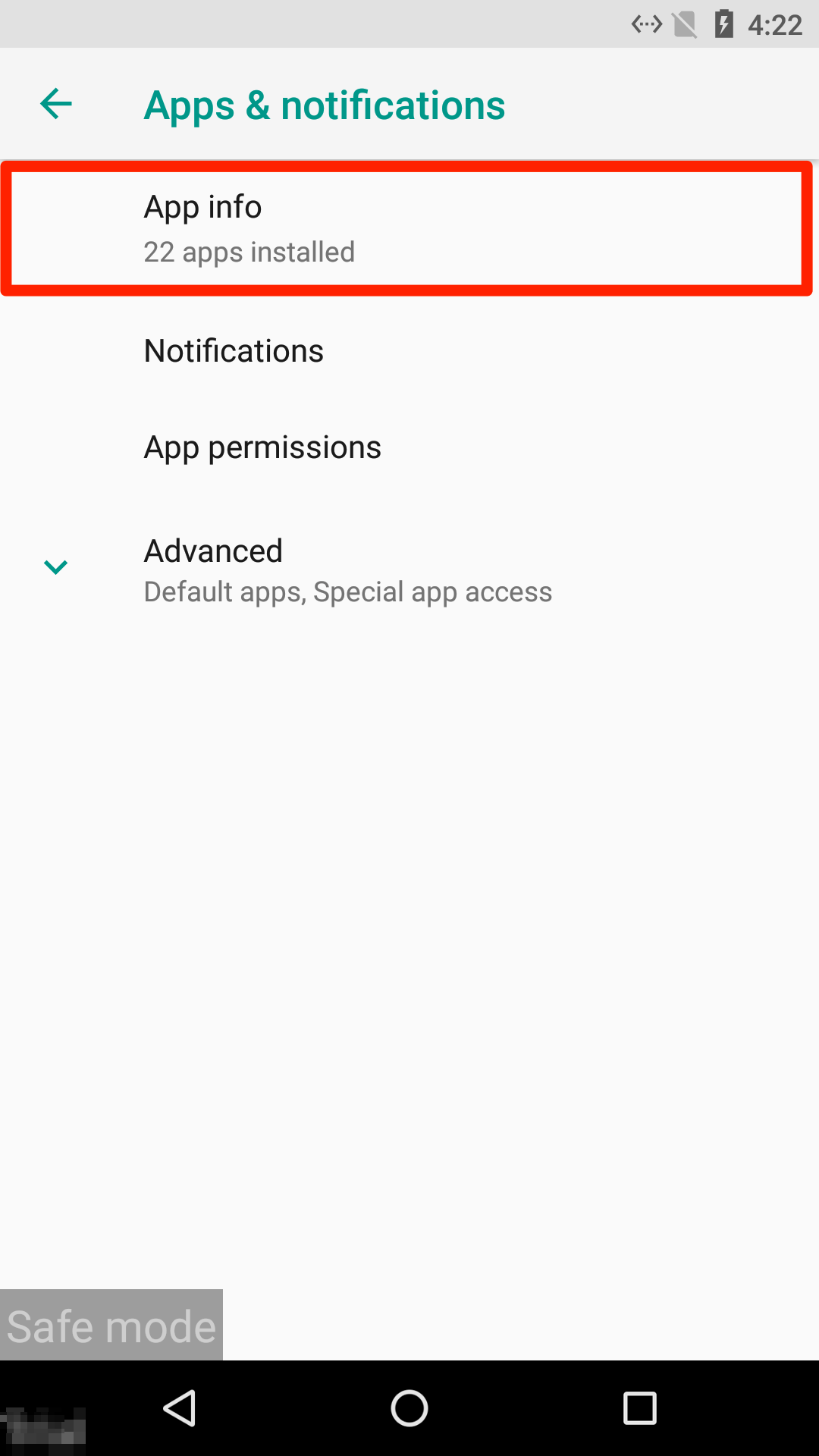 Maklumat App Mode Selamat Android Telefon