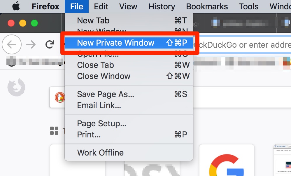 Nova janela privada do Firefox