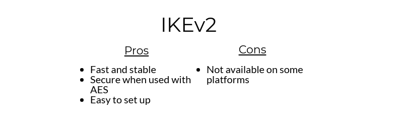 IKEv2 tabla de pros / contras