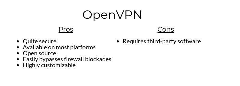 Gráfico de pros / contras de OpenVPN