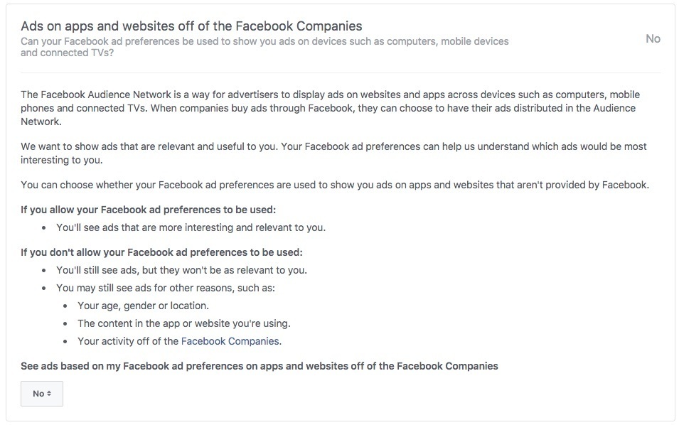 Anunțuri pe aplicații și site-uri de pe companiile Facebook
