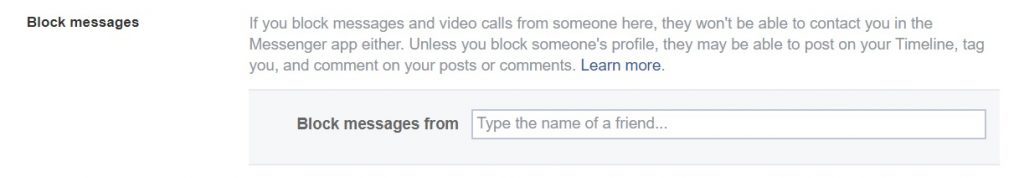 تنظیمات مسدود کردن پیام های حریم خصوصی فیس بوک