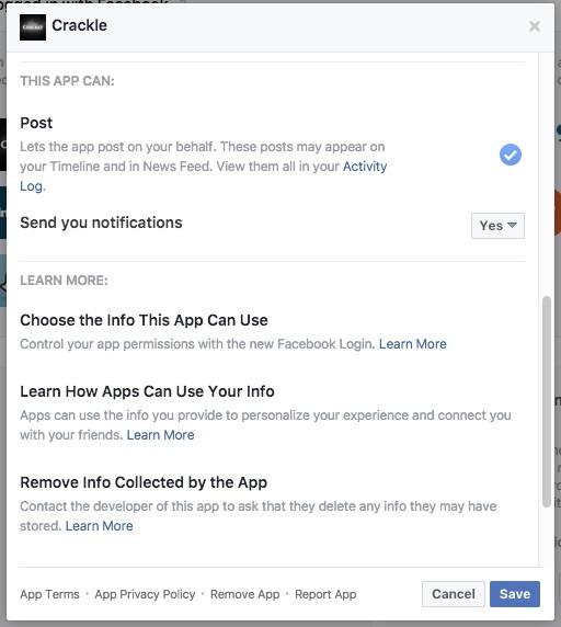 Facebook App Post iestatījumi