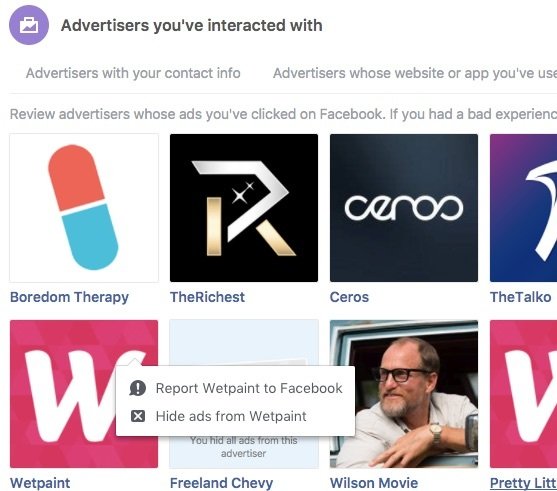 Facebook Interacțiunea agenților de publicitate
