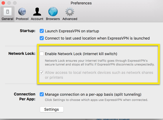 Mac Enable Network Lock (stikalo za internetni izklop)